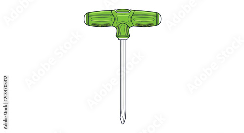 Obraz na płótnie Green T-Handle Screwdriver Tool, Precision Instrument for Repairs and DIY Projec