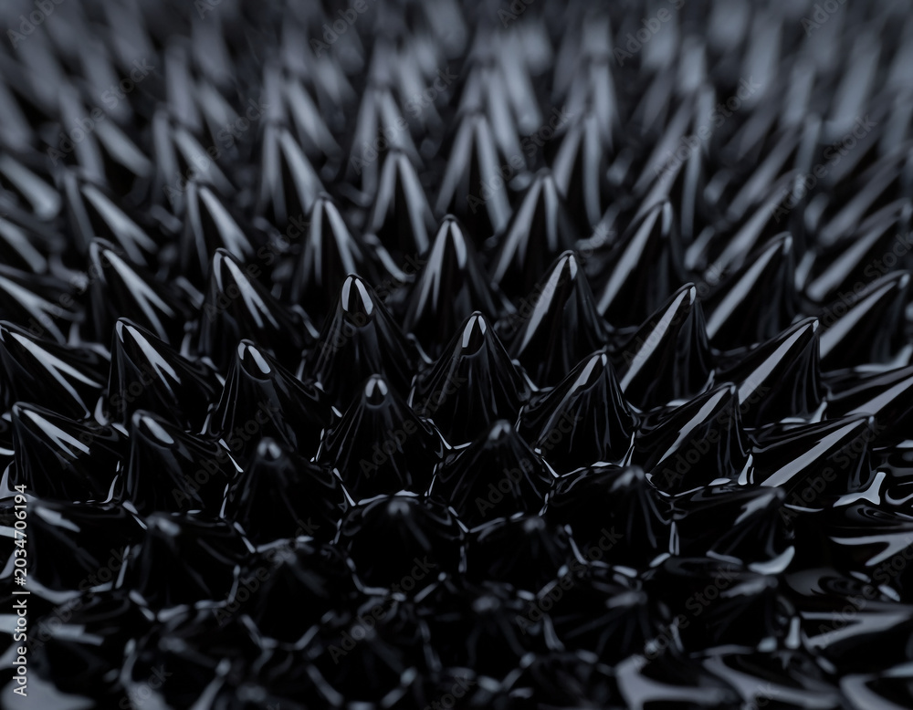 Obraz premium Macro of Ferrofluid Peaks Reacting to a Magnetic Field