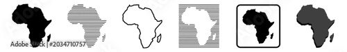 Set of African Continent Map Icons in Various Styles