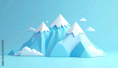 Snowy mountain range landscape with clouds ice peaks