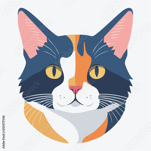 Calico Cat Face Illustration