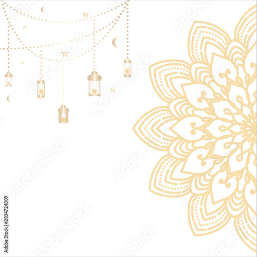 Elegant Ramadan Lantern with Mandala Pattern and Garland Decoration