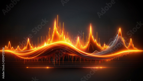 Futuristic Orange Neon Audio Spectrum Background
