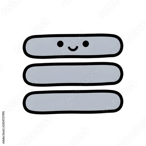Tablou pe pânză A cartoon-style illustration of a smiling stack of three gray ovals