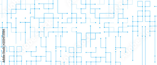 Abstract blue network lines and dots pattern on white background