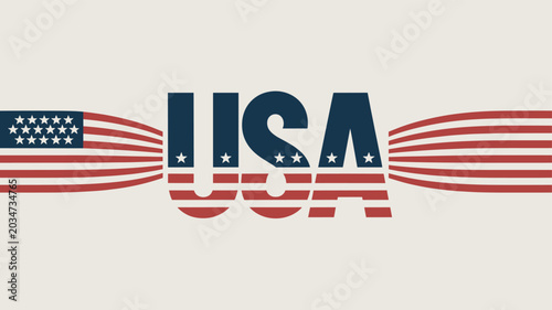 Foto Stylized graphic design featuring the letters USA with the American flag incorporated into the design, symbolizing patriotism and national identity