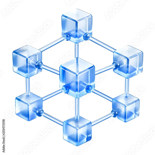 Modern Liquid Glass Blockchain Network Icon for Cryptocurrency Fintech Technology App