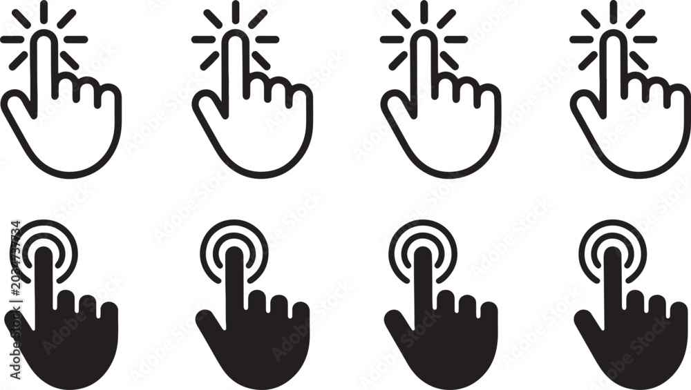 Fototapeta premium Hand clicking or selecting wireless network connection icons on transparent background