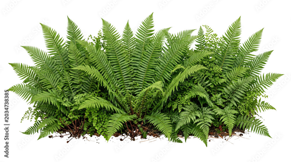 Fototapeta premium Lush green fern plant foliage isolated on transparent background