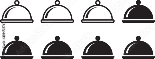 Foto Set of eight progressive bell icon illustrations showing different notification