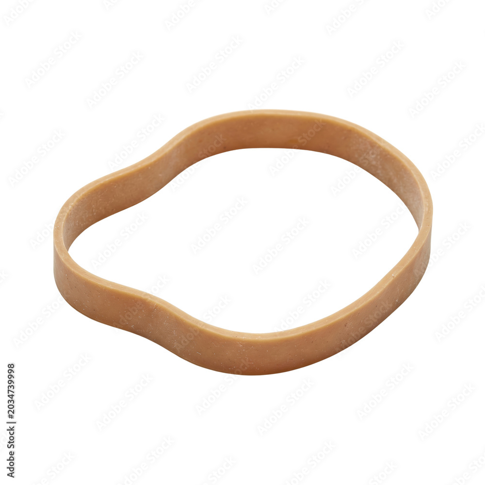 Obraz premium Single brown elastic rubber band on transparent background