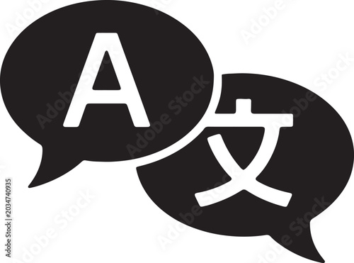 Photos Speech bubbles with alphabet letter A and chat symbol icons isolated on transpar