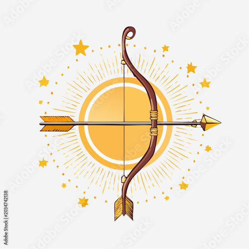Sagittarius Zodiac Symbol with Bow and Arrow