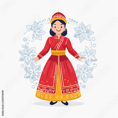 Woman in Traditional Mongolian Attire