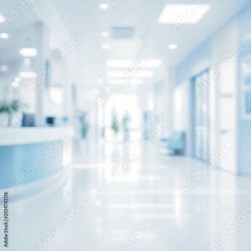 Modern Hospital Corridor Interior with Soft Blur Background and Clean Healthcare Environment