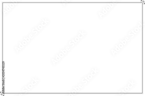 Schilderij op canvas Element Minimalist Decorative Border Frame with Black Thin Line Ornament on White Background