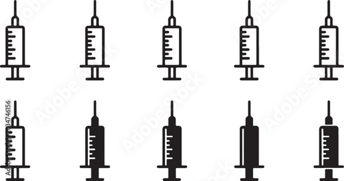 Tableau sur toile Set of ten increasing filled liquid laboratory measurement containers isolated o