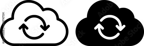 Foto Cloud sync icon set, cloud storage synchronization vector illustration