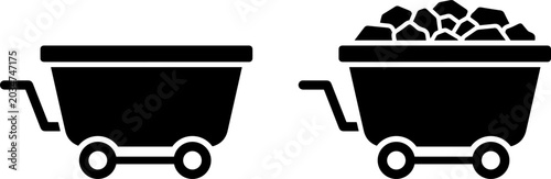 Bild auf Leinwand Set of mine cart icons, empty and full of coal