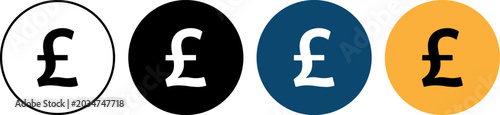 Foto Set of four british pound sterling currency symbols in different colors