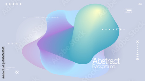 Modern abstract background with pastel fluid shape and holographic gradient