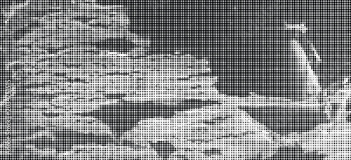 Quadro su tela A vintage photograph shows a large stone structure on a rocky surface