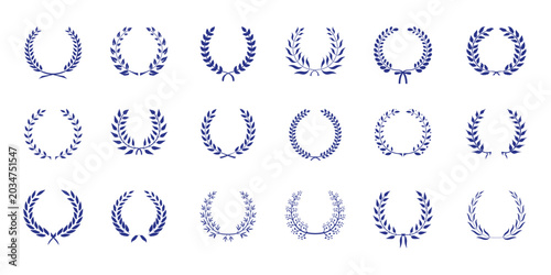 Tableau sur toile Laurel wreath vector emblem of victory and achievement with olive leaves, trophy, and champion symbol