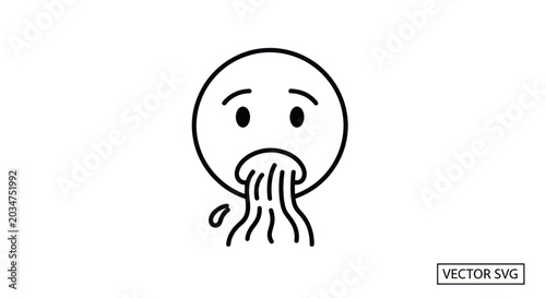 Bild auf Leinwand Vomiting Face Icon - Nausea, Sickness, and Discomfort Symbol