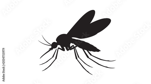 Schilderij op canvas Mosquito Silhouette Against A White Background Silhouette