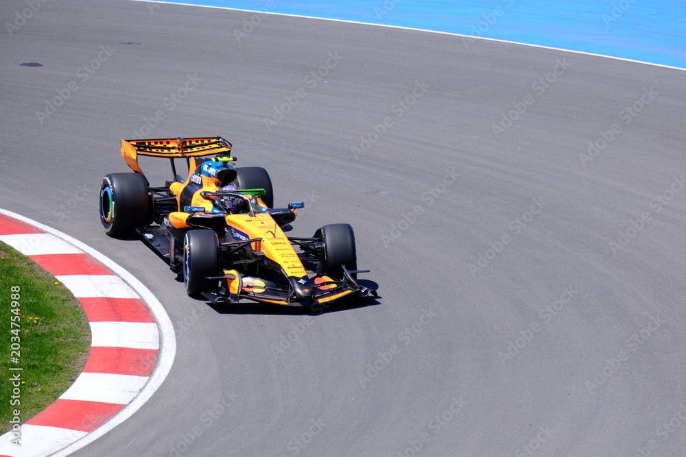 Obraz premium 22 May 2026, Montreal, Canada: McLaren Formula 1 car driven during Grand Prix practice session. g.