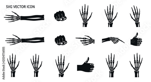 Canvastavla Skeleton Hand Gestures Icon Set - Vector Graphics