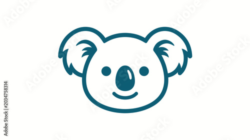 Koala head logo vector illustration minimalist line art outline icon mascot symbol emblem cute australian bear wildlife modern icon