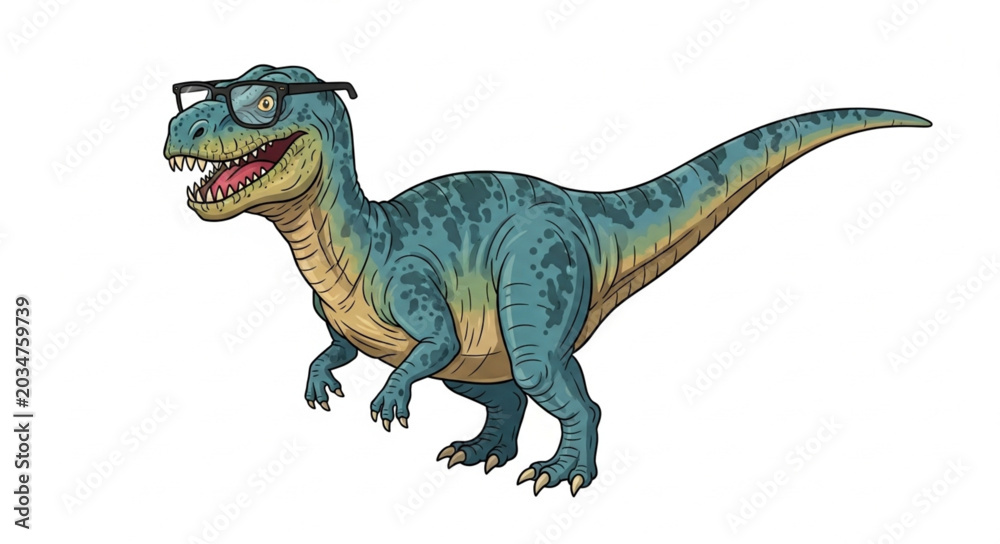 Fototapeta premium Tyrannosaurus Rex Dinosaur Wearing Glasses.