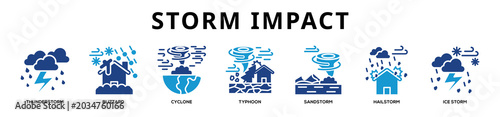 Glyphcolor - Storm Impact web banner icon vector illustration concept