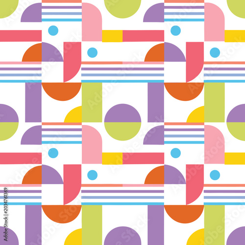 Pastel Geometric Seamless Mid Century Pattern