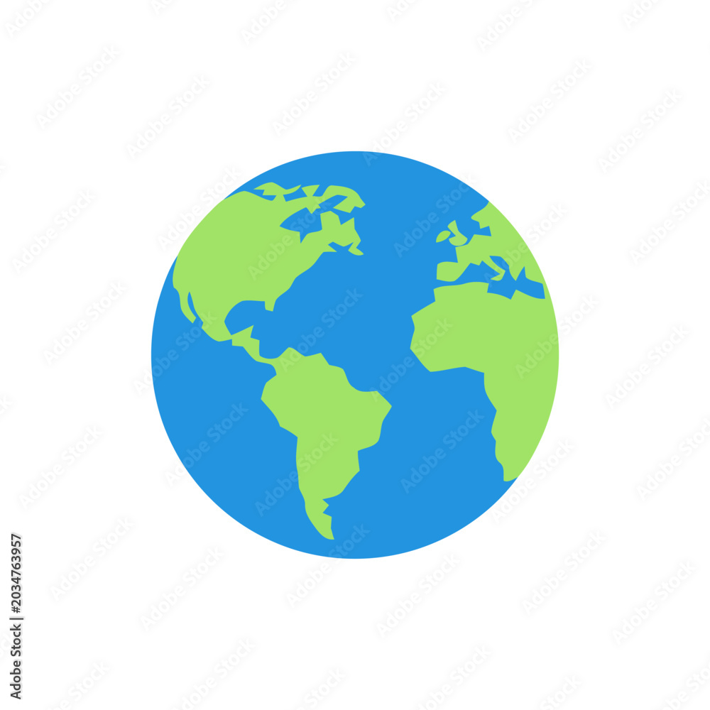 Fototapeta premium Minimalist Earth Globe Icon, Flat Vector Design for Global Concept