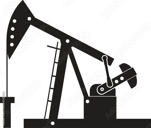 Schilderij op canvas Silhouette of Conventional Oil Pumpjack Beam Pumping Unit with Mechanical Counte