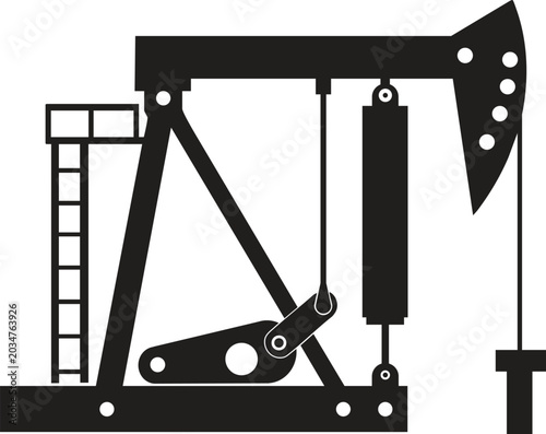 Schilderij op canvas Silhouette of Air Balance Oil Pumpjack Beam Pumping Unit with Mechanical Counter