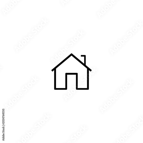 Smart Home Black Line Icon Set – Minimal Flat Outline Tiny House Collection on White Background