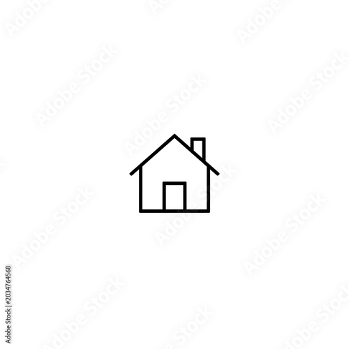 Smart Home Black Line Icon Set – Minimal Flat Outline Tiny House Collection on White Background