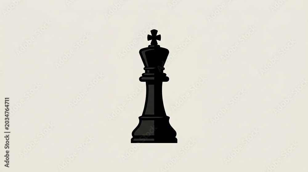 Fototapeta premium Minimalist Black Chess King Vector Illustration on Neutral Background Design 