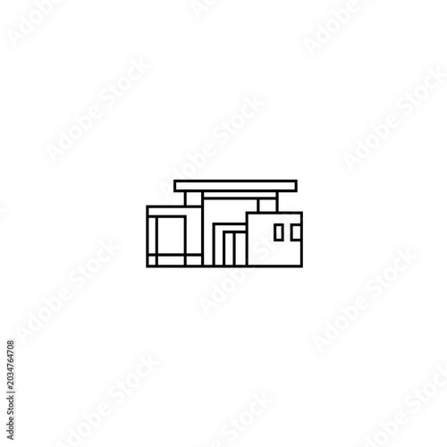 Smart Home Black Line Icon Set – Minimal Flat Outline Tiny House Collection on White Background