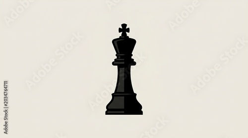 Minimalist Black Chess King Vector Illustration on Neutral Background Design
