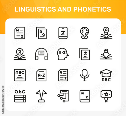 Vászonkép Linguistics and Phonetics icon set