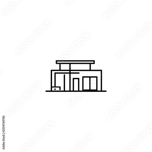 Smart Home Black Line Icon Set – Minimal Flat Outline Tiny House Collection on White Background