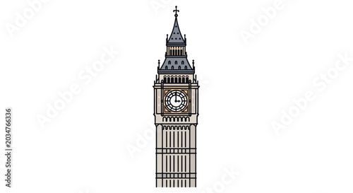Big Ben Clock Tower Illustration, London Landmark, Vector Art