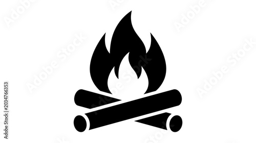Fotografía Black and white bonfire icon illustration for conceptual design
