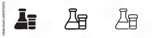 Obraz na plátně Laboratory flask and bottle icons, depicting essential tools for chemistry, science, and research experiments
