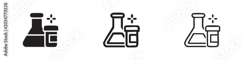 Fotografie Laboratory flask and bottle icons with sparkle effect, representing chemistry, science, and clean experiments