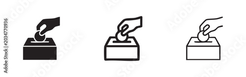 Canvastavla Donation box icon with hand putting in a coin